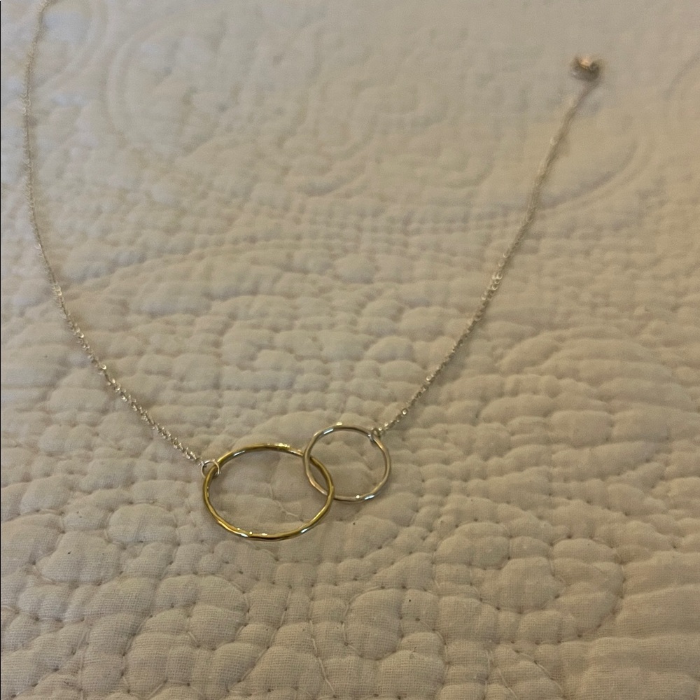 Elegant Gold and Sterling Silver Interlocking Circle Necklace